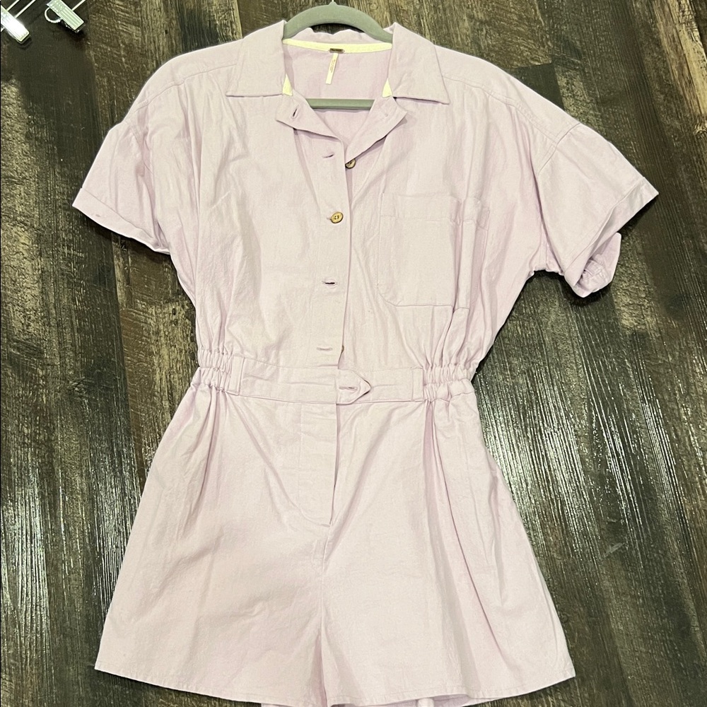 Light Pink Button-Up Romper